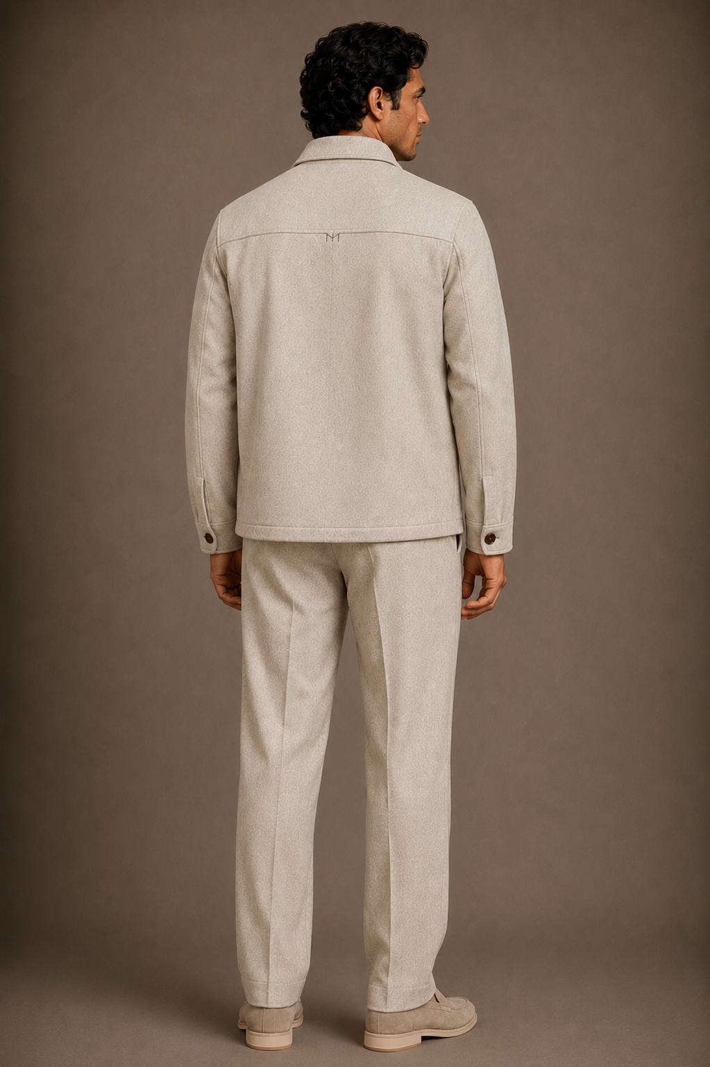 Oatmeal Melange Classic Straight Trousers