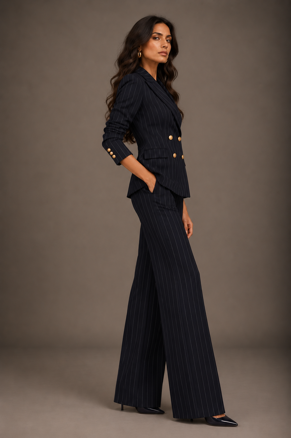 Black Striped Double-Breasted Suit