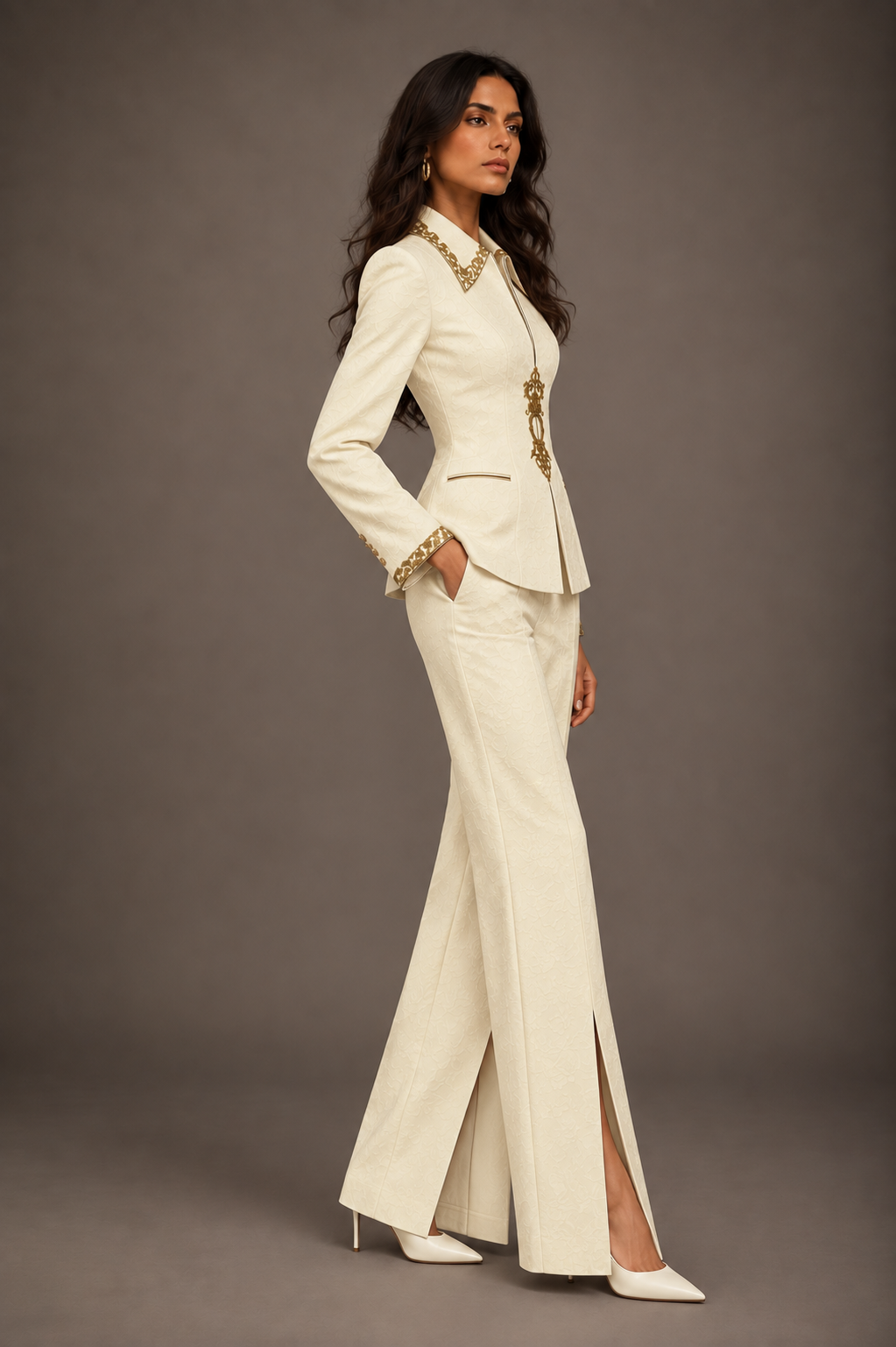 Ivory Ornate Closure Jacket