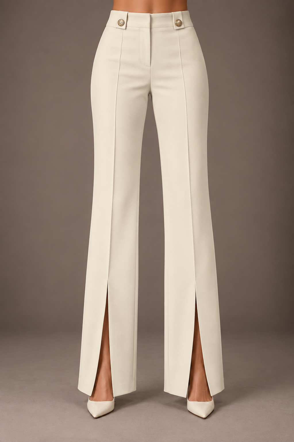 Ivory Split-Hem Trouser