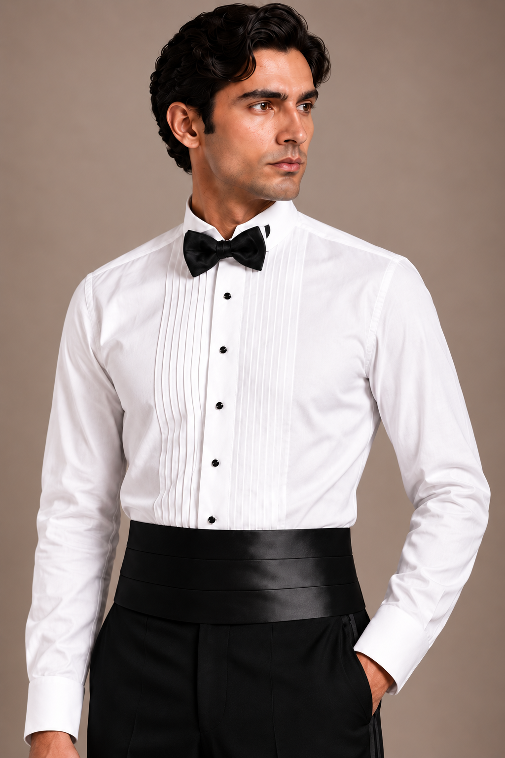 Black Pintuck Cummerbund