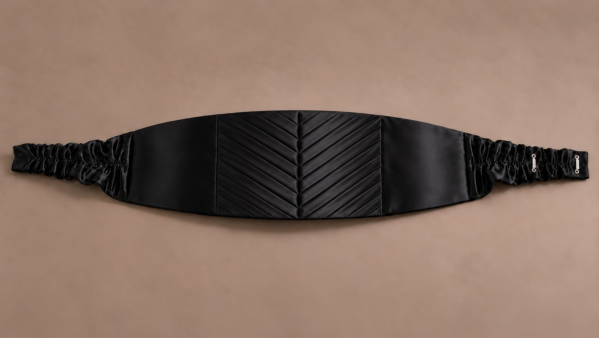 Black Chevron Pleat Cummerbund