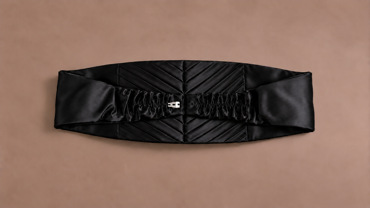 Black Chevron Pleat Cummerbund