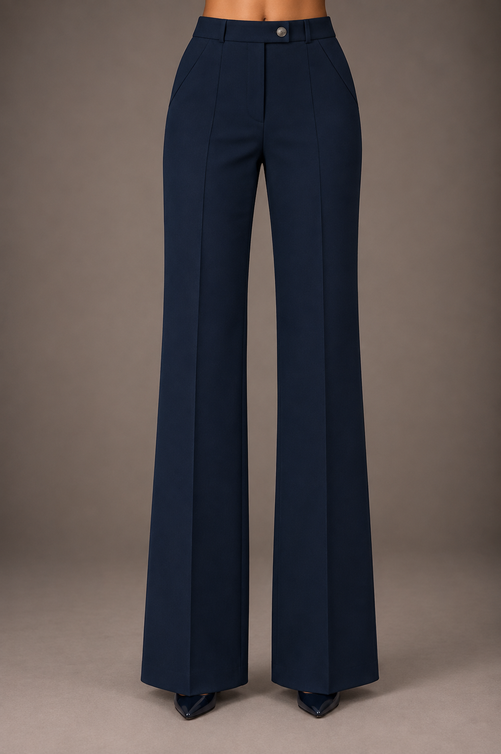 Navy Wide-Leg Tailored Trouser