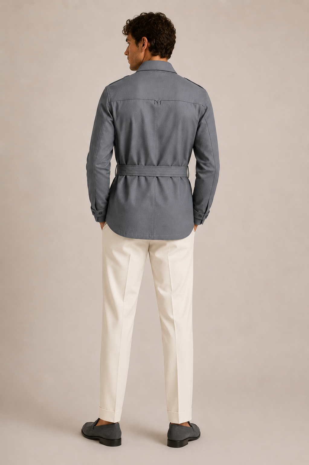 Cream Classic Straight Trousers
