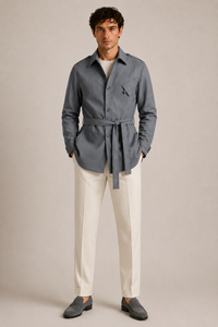Cream Classic Straight Trousers