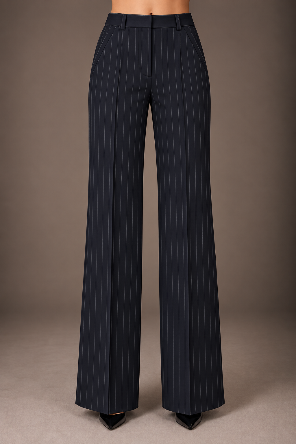 Black Striped Wide-Leg Trouser