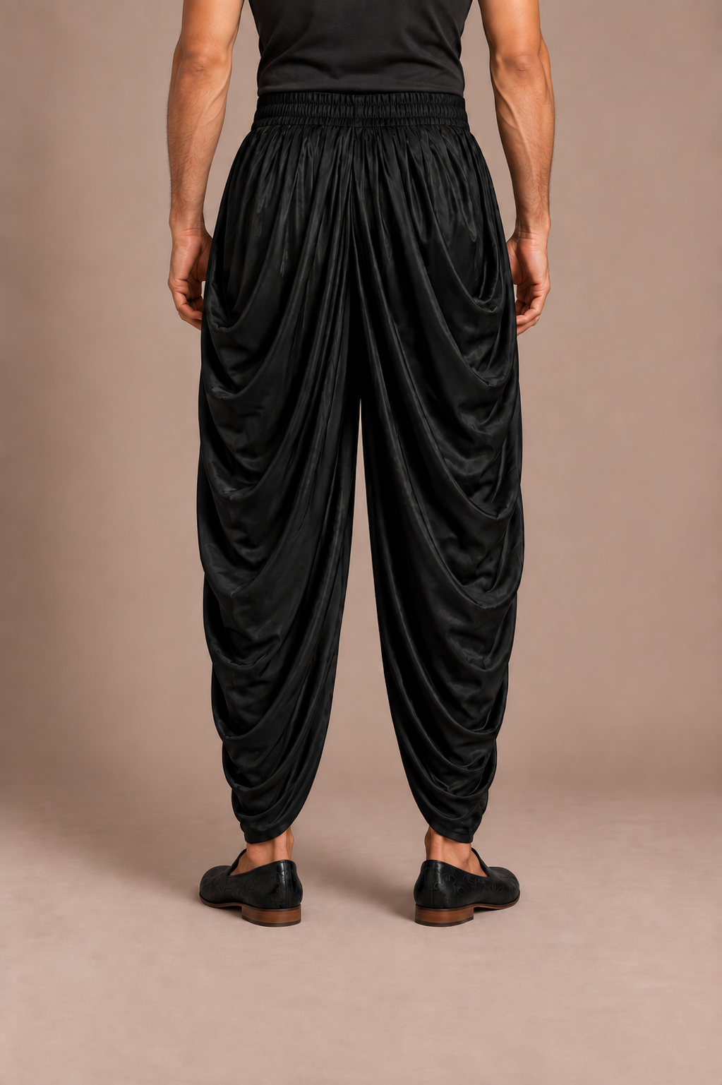 Black Cascading Drape Dhoti