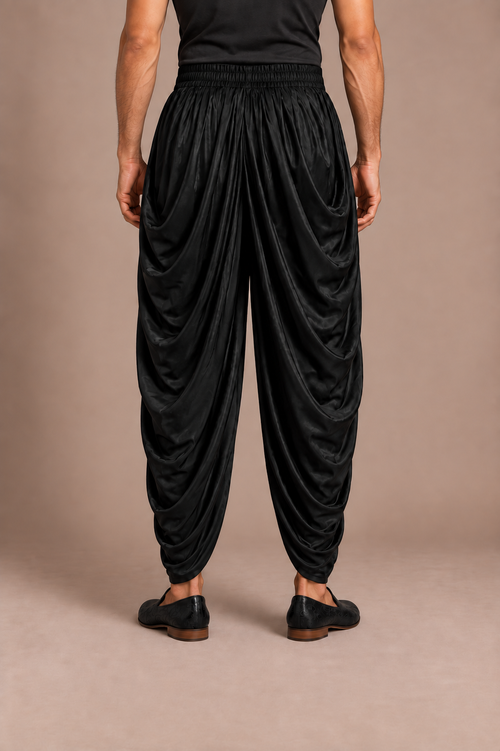 Black Cascading Drape Dhoti