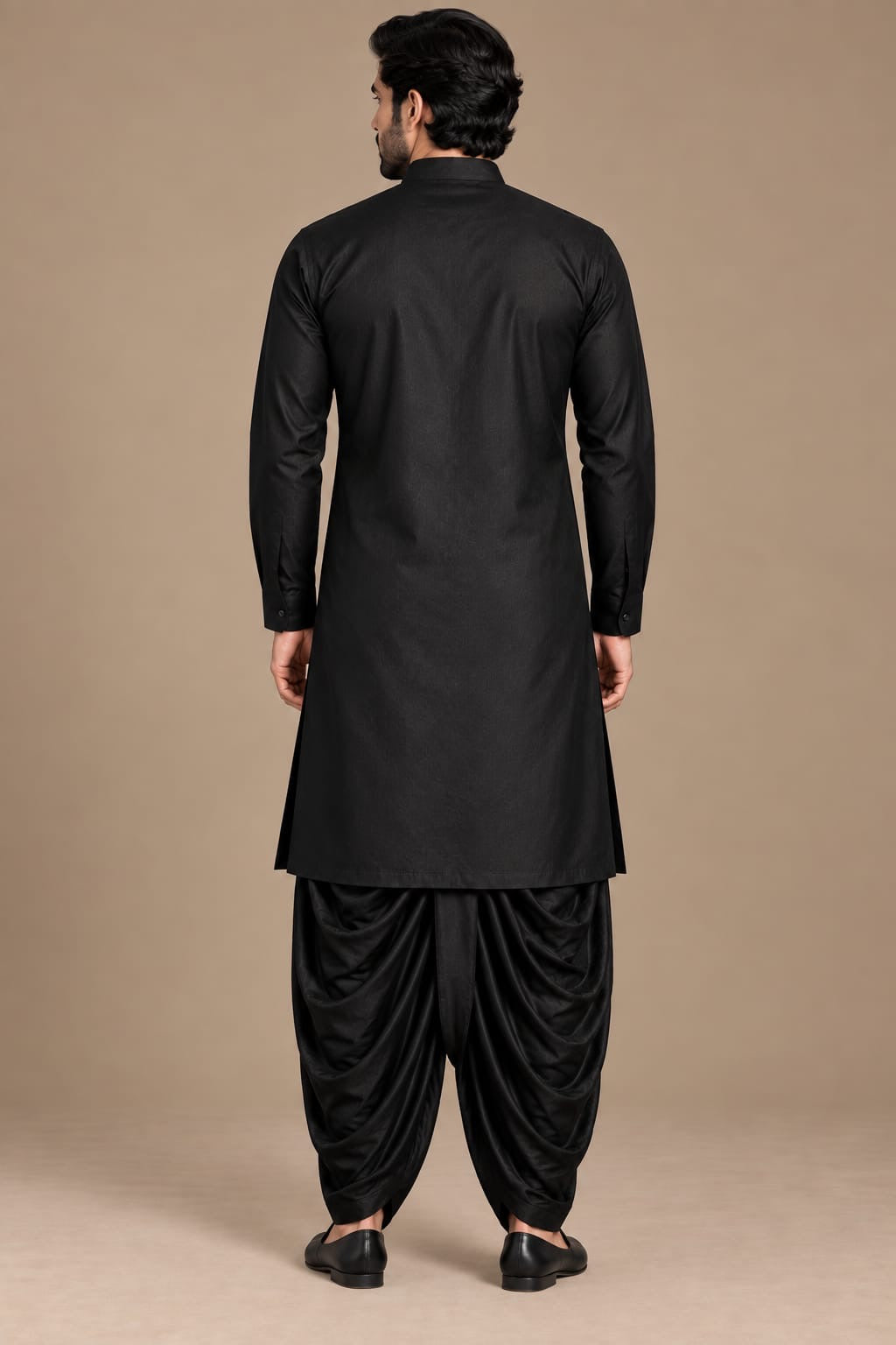 Black Classic Full-Placket Kurta