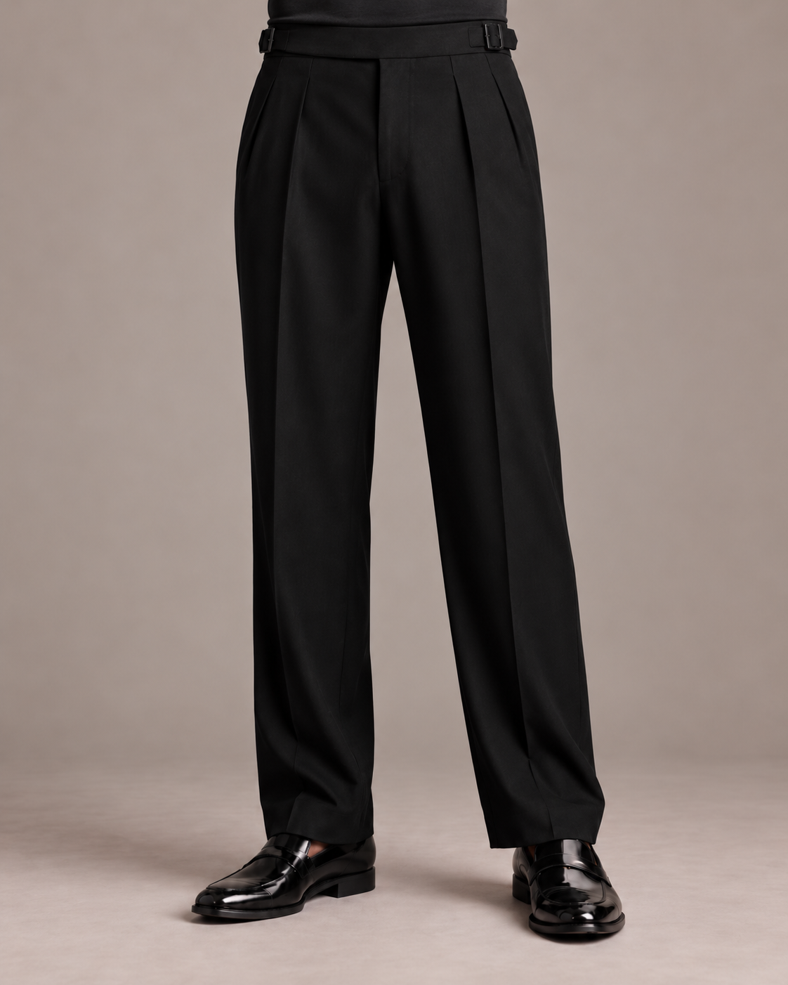 Black Classic Pleated Trouser
