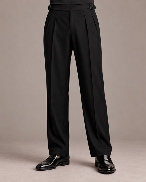 Black Classic Pleated Trouser