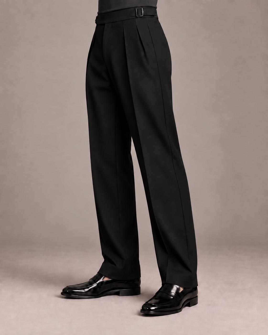 Black Classic Pleated Trouser