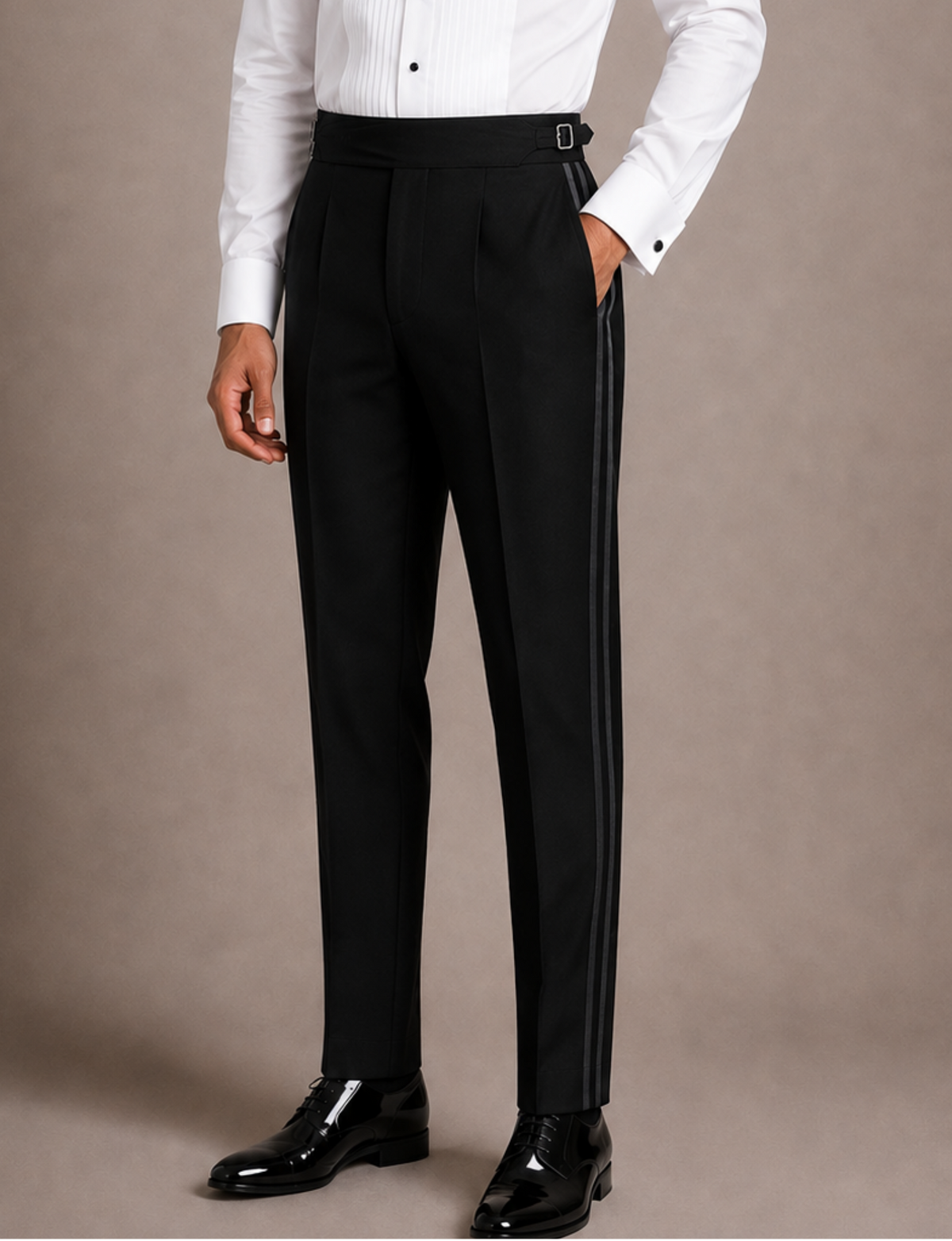 Black Double Satin Trim Trouser