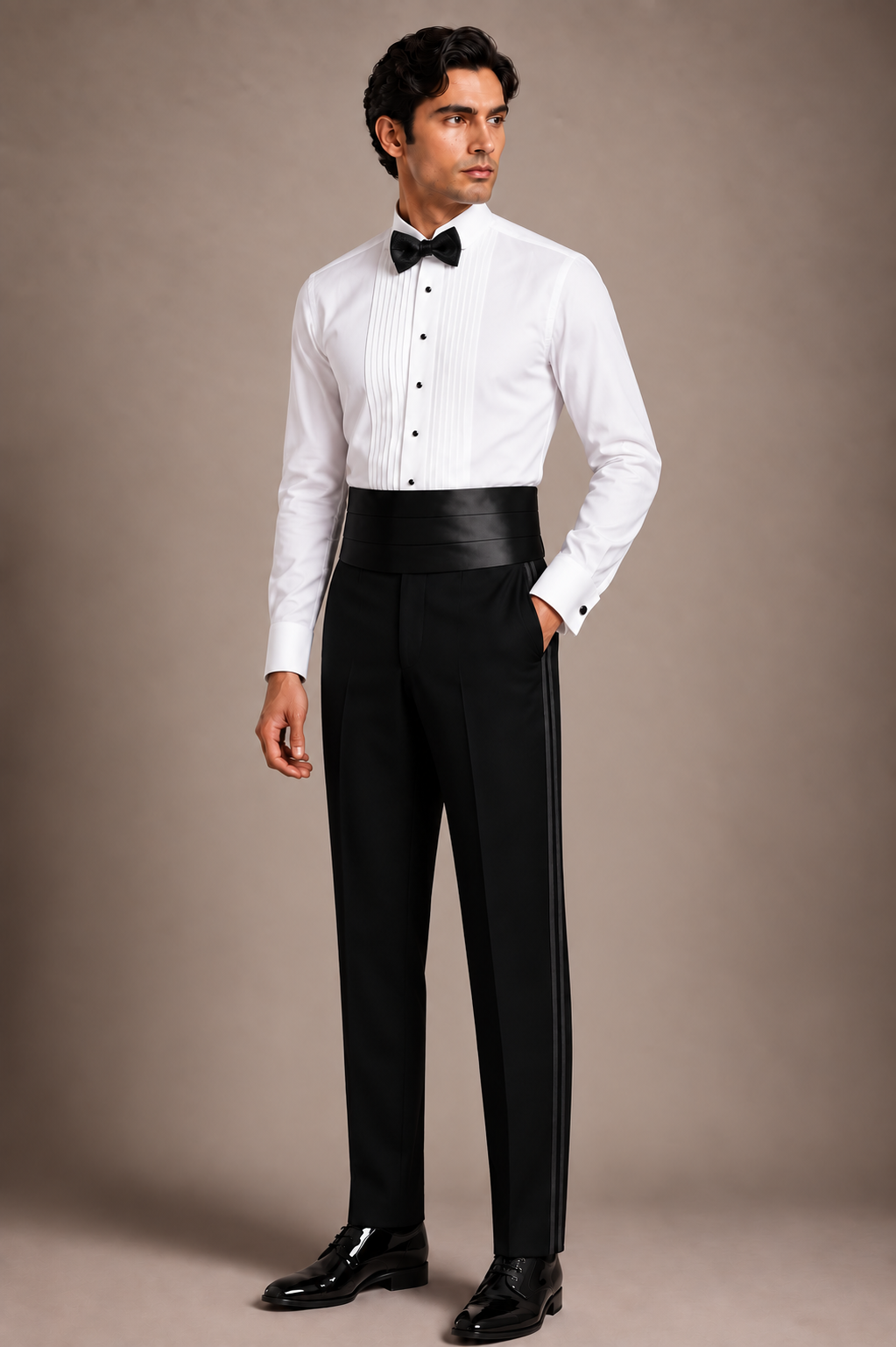 Black Double Satin Trim Trouser