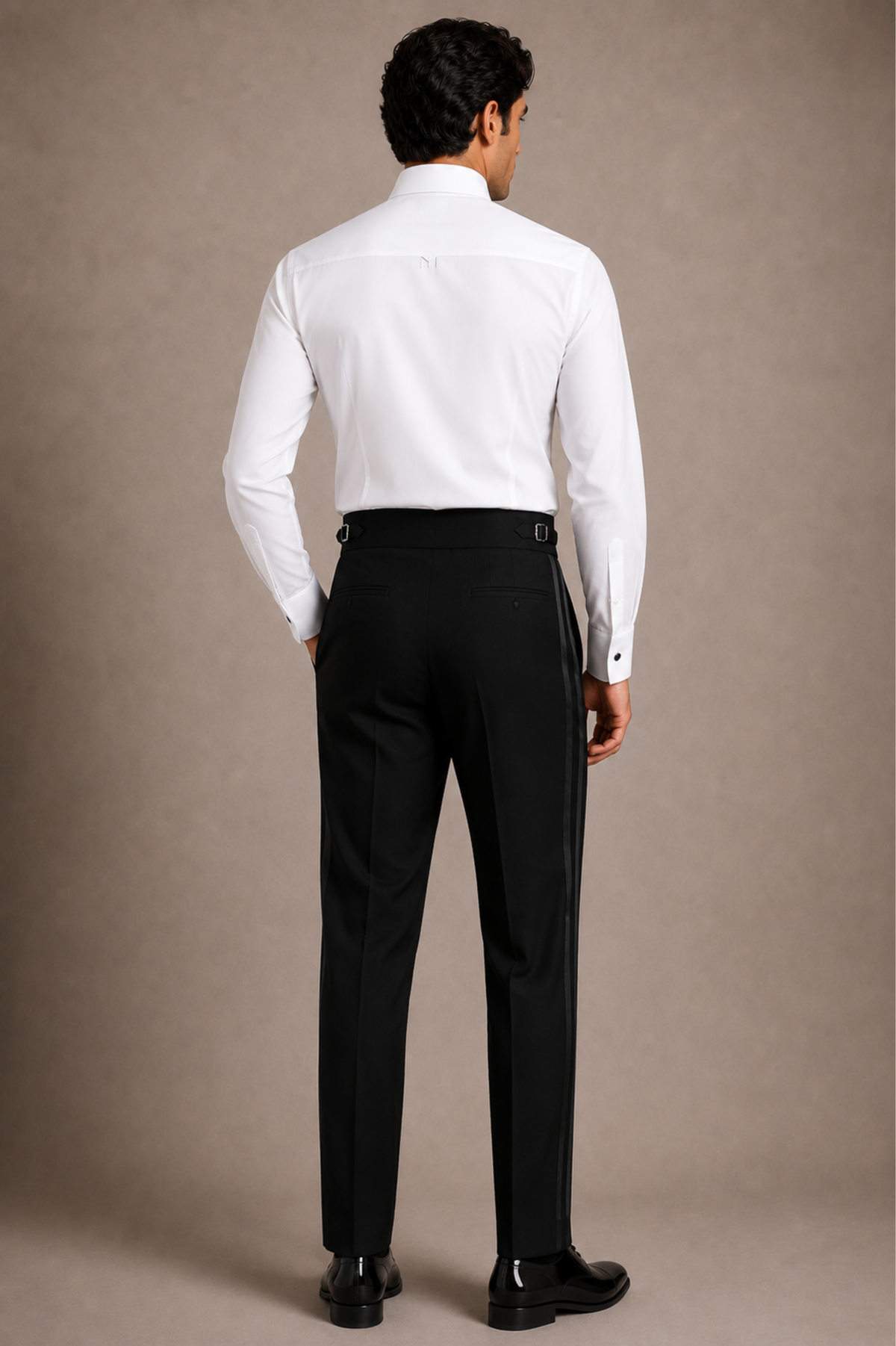 Black Double Satin Trim Trouser
