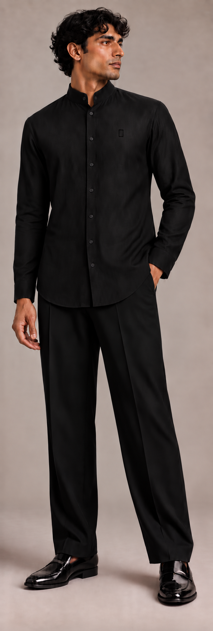 Black Shirt-Style Short Kurta