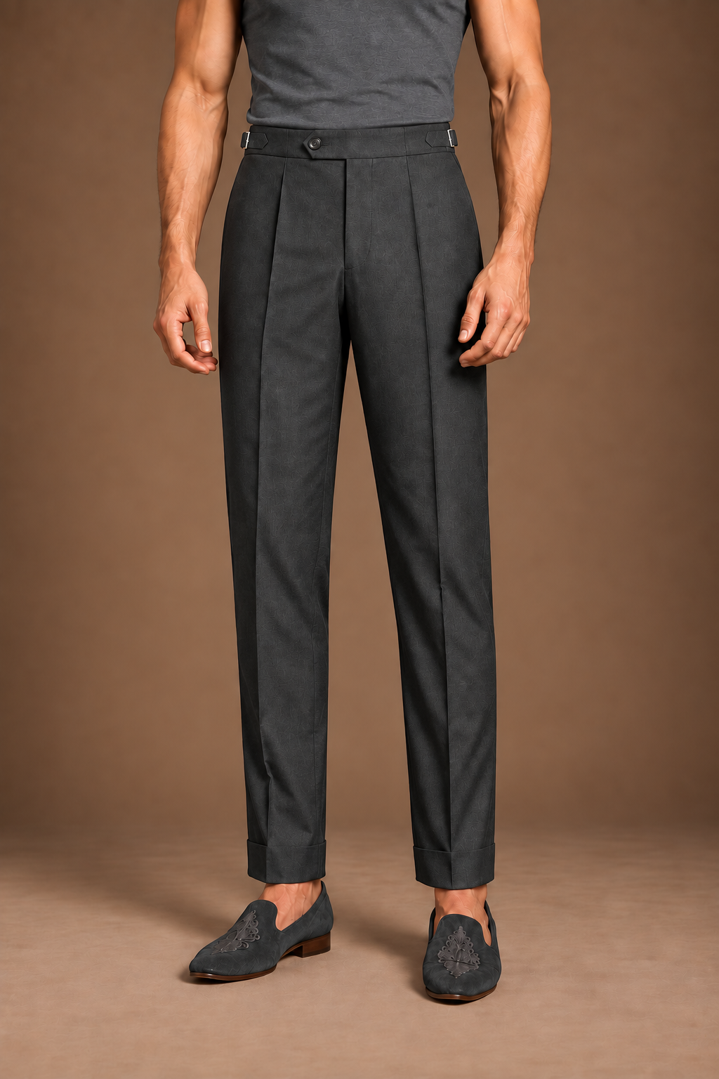 Charcoal Adjustable Buckle Trouser