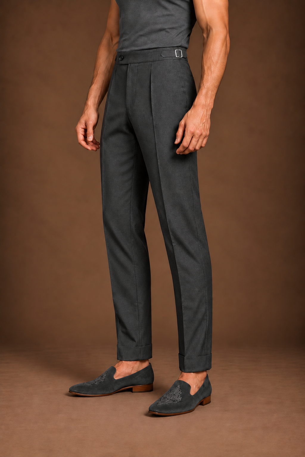 Charcoal Adjustable Buckle Trouser