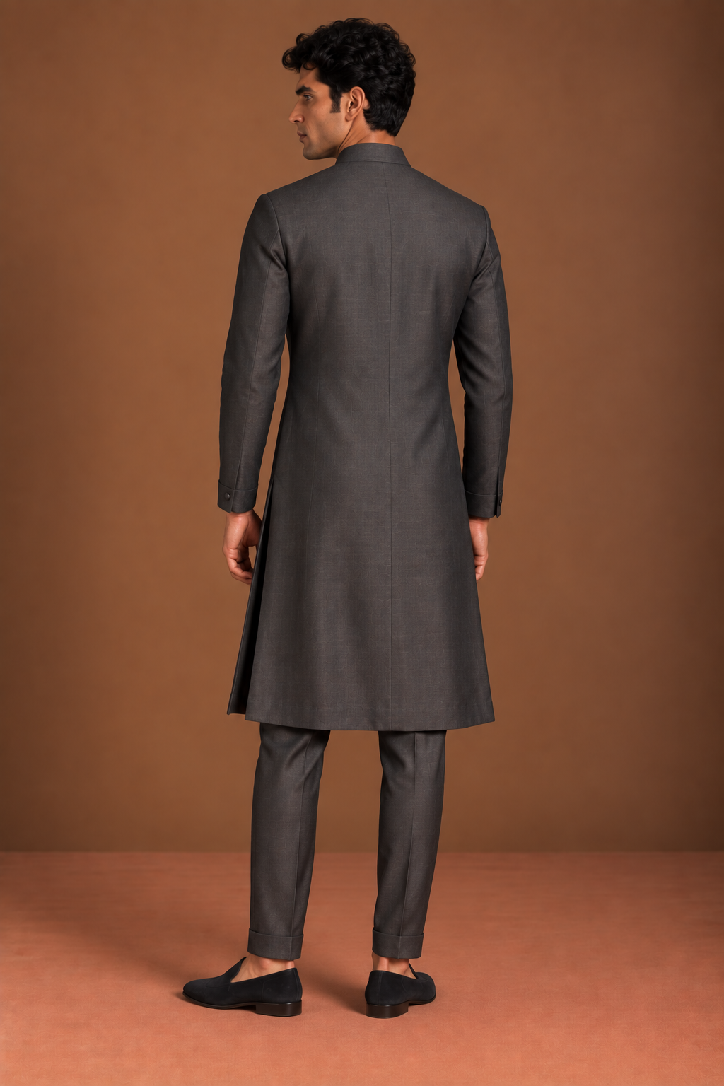 Charcoal Asymmetric Angular Placket Kurta