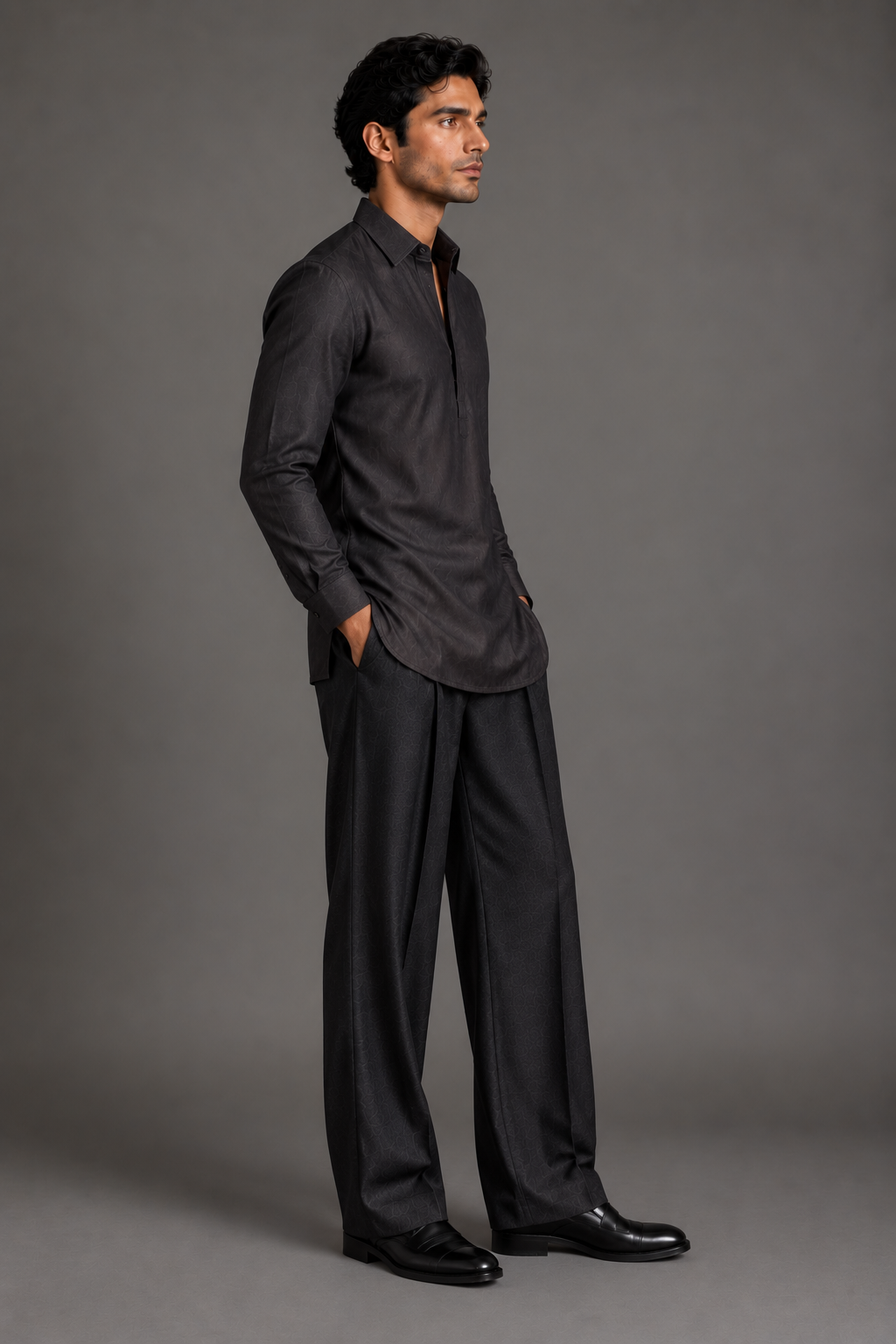Charcoal Contemporary Short Kurta