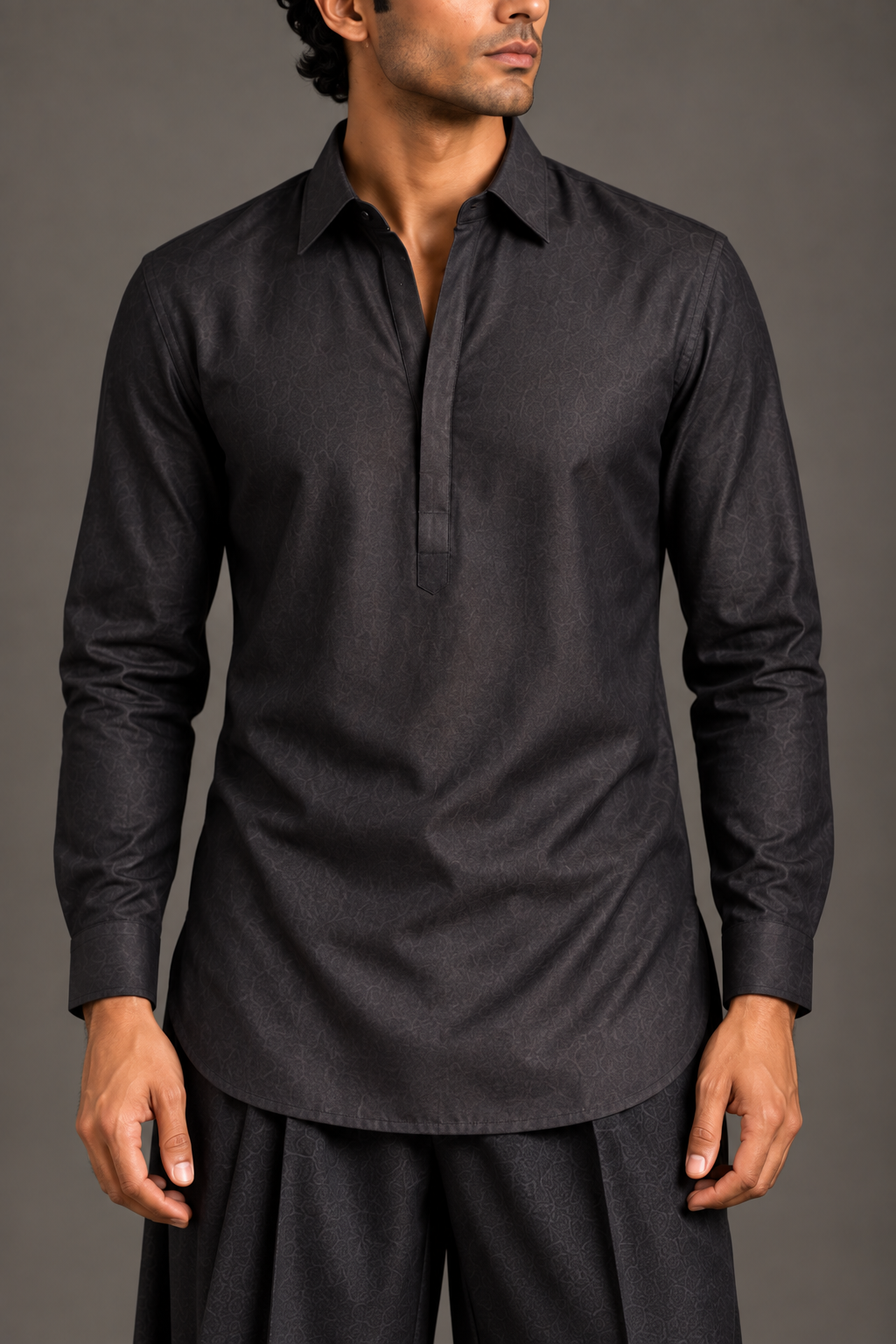 Charcoal Contemporary Short Kurta