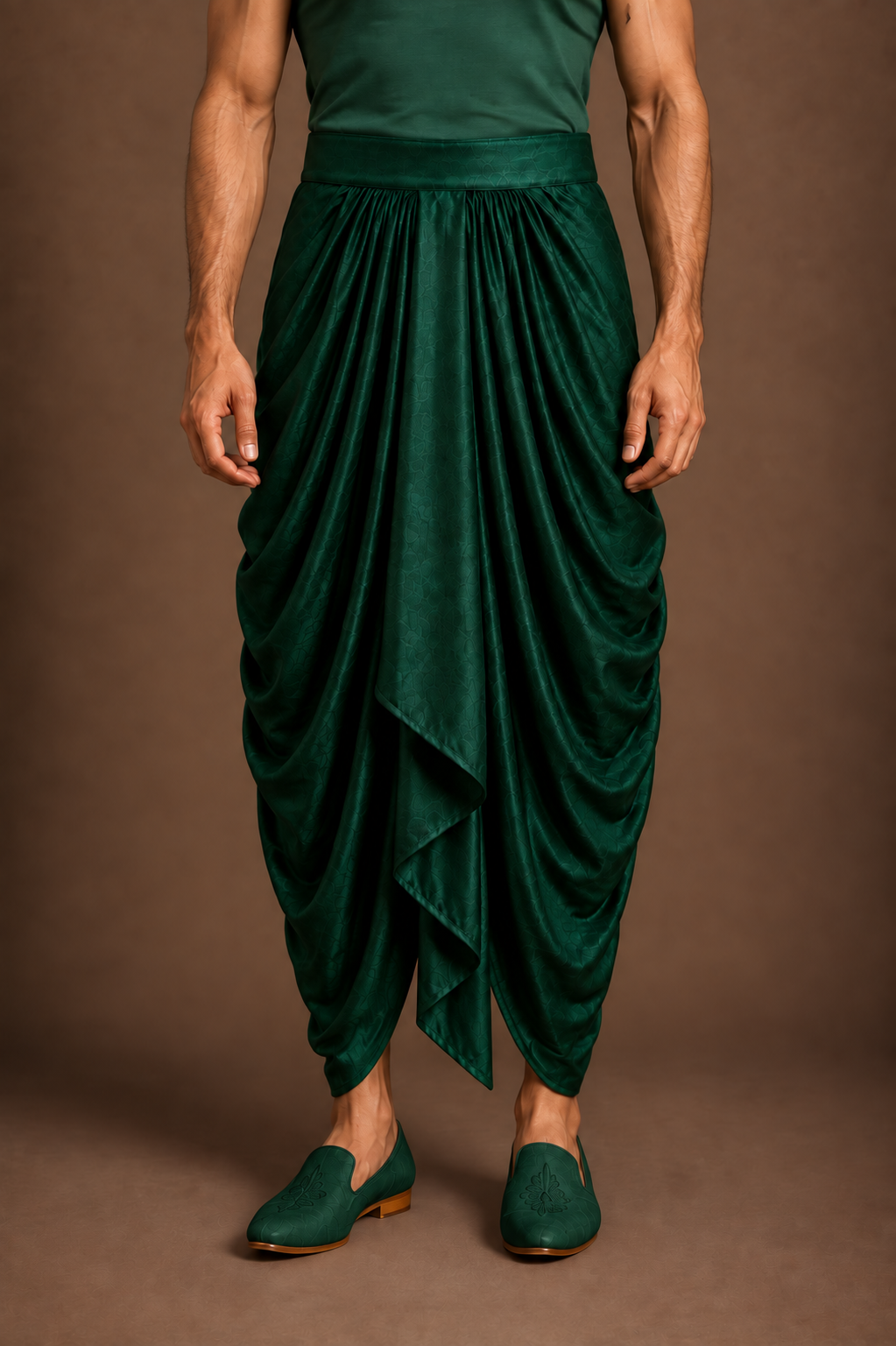 Emerald Cascading Drape Dhoti