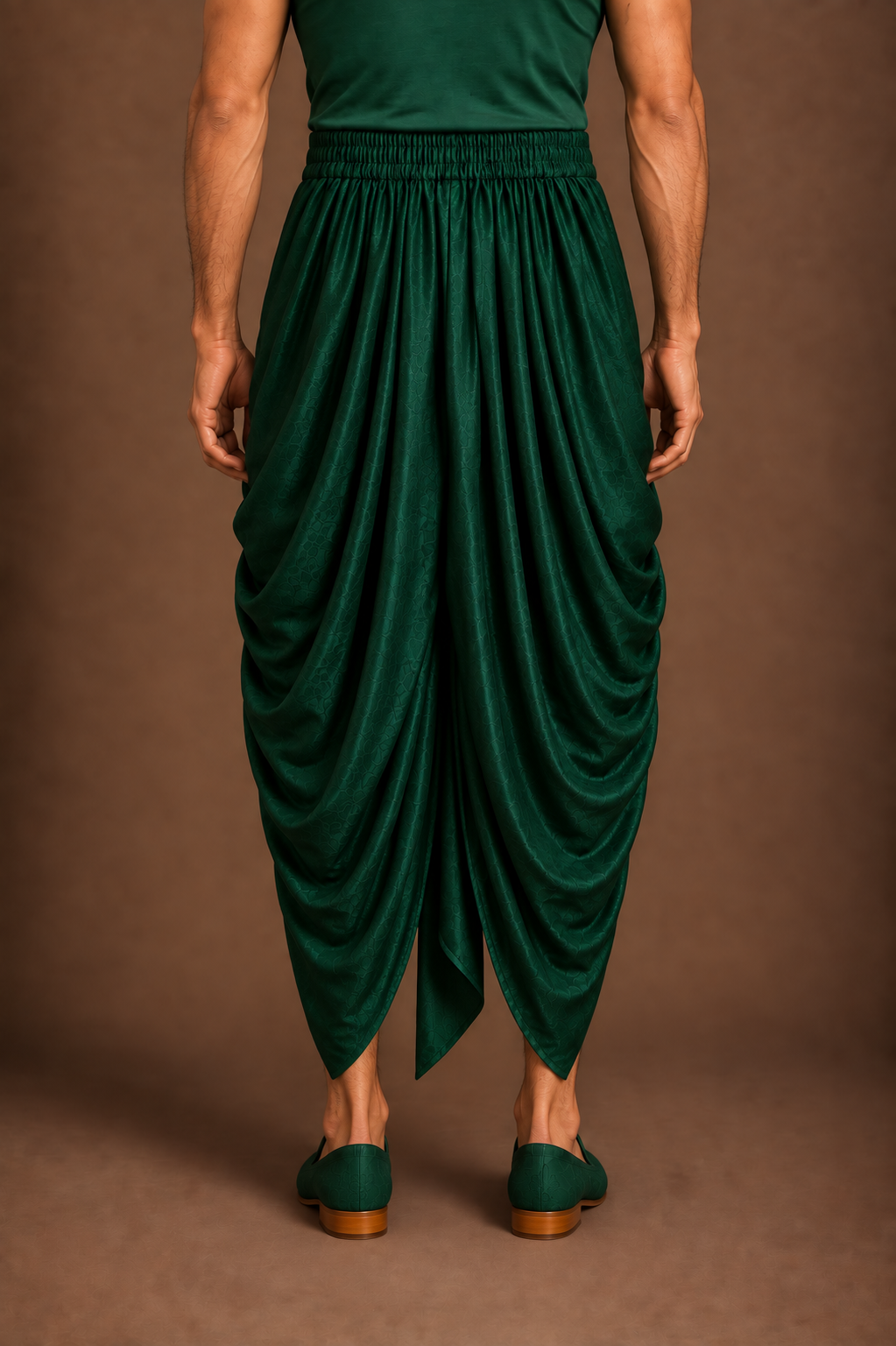 Emerald Cascading Drape Dhoti