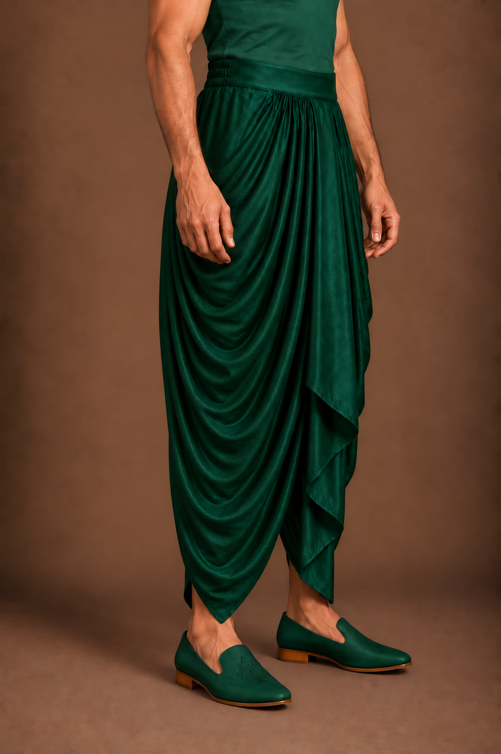 Emerald Cascading Drape Dhoti
