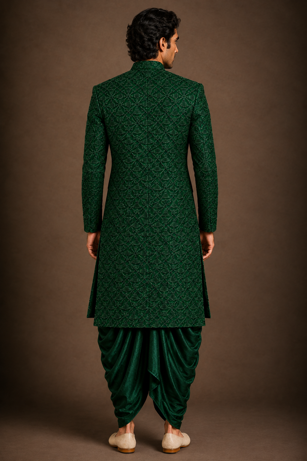 Emerald Sculpted Arch Sherwani