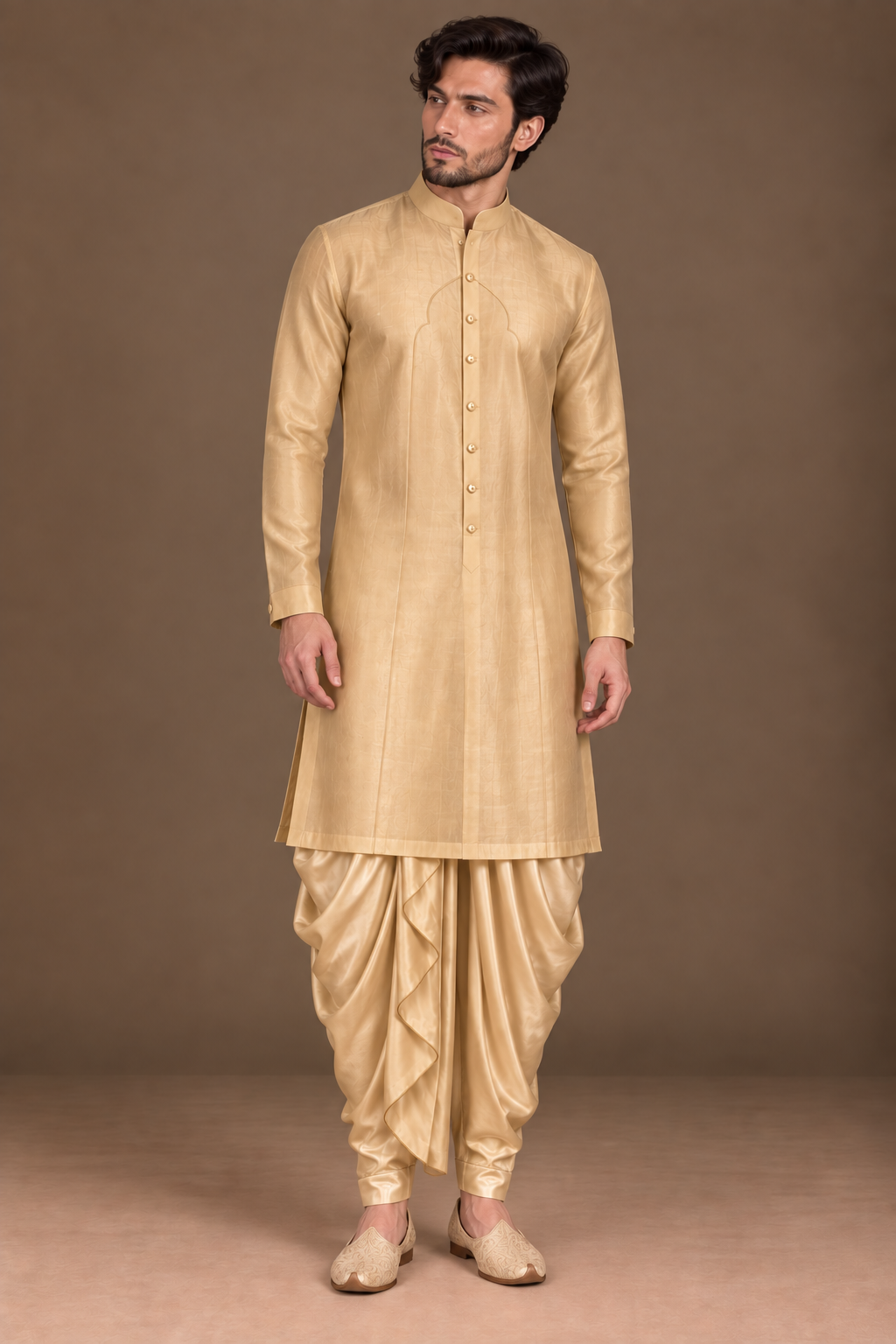 Gold Arched Placket Kurta