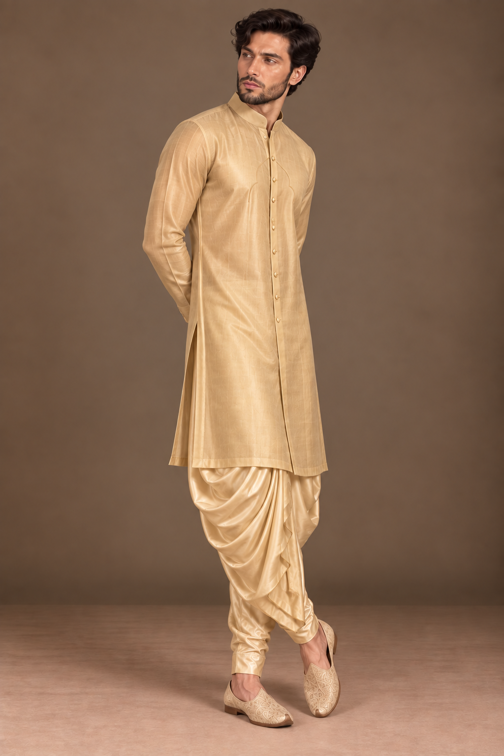 Gold Arched Placket Kurta