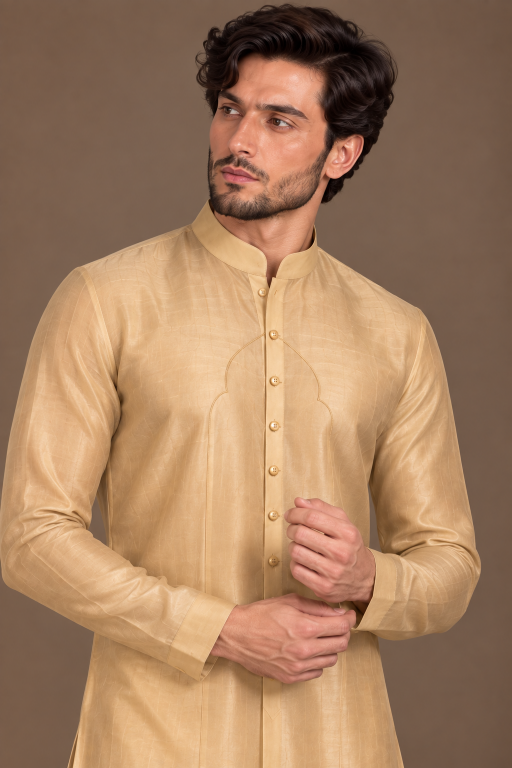 Gold Arched Placket Kurta