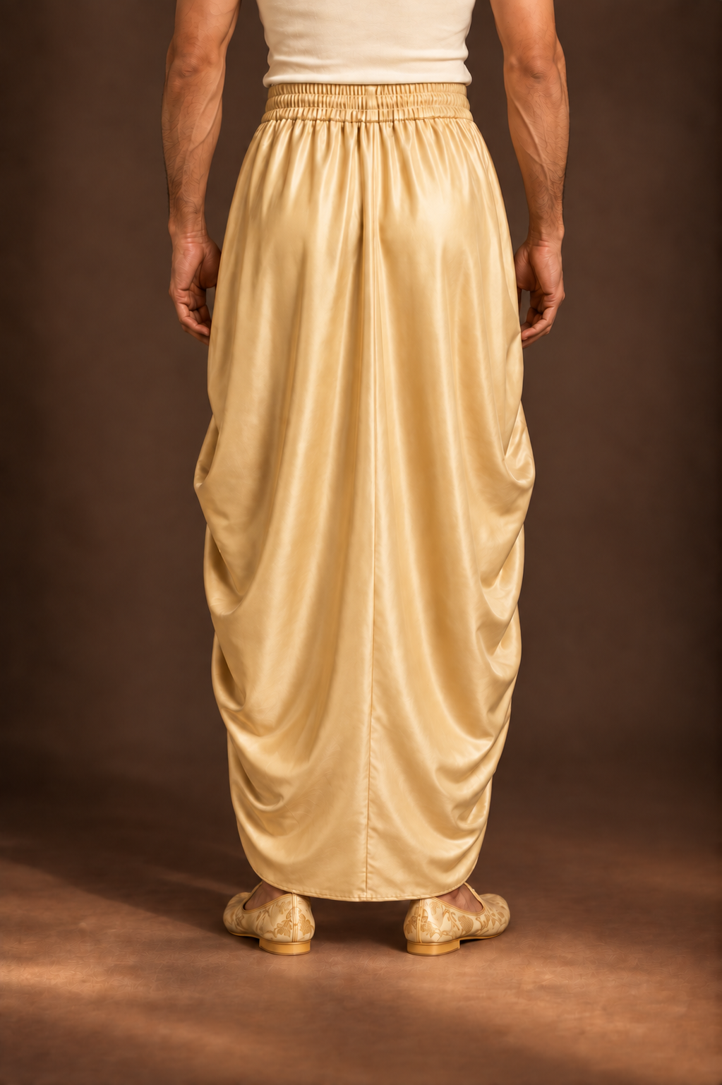Gold Draped Pleat Lungi