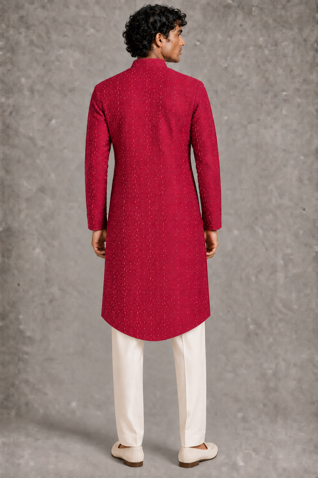 Hot Pink Asymmetric Panel Kurta