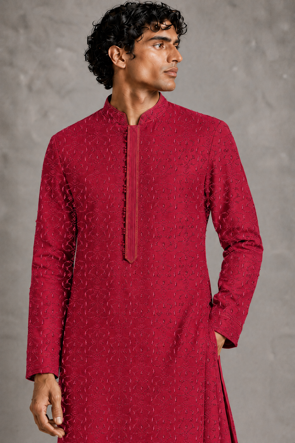 Hot Pink Asymmetric Panel Kurta