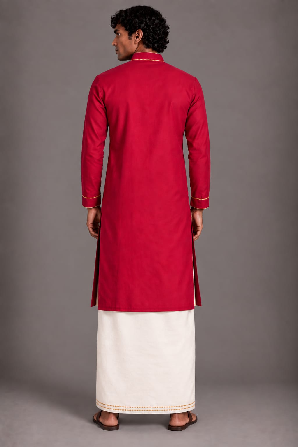 Hot Pink Gold Line Kurta