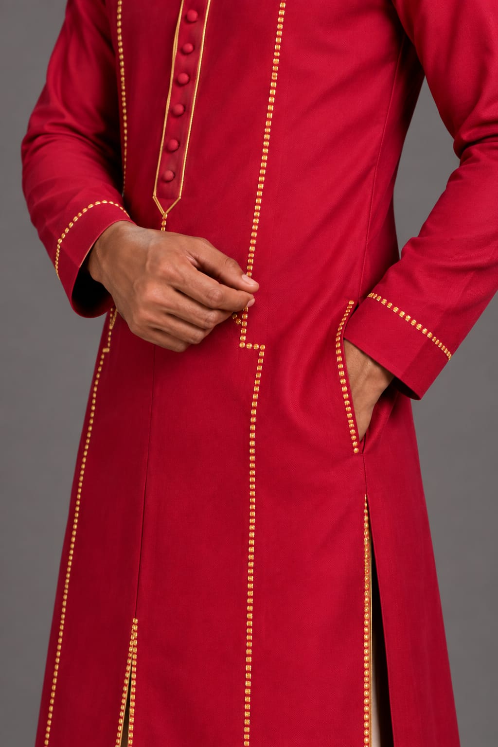 Hot Pink Gold Line Kurta