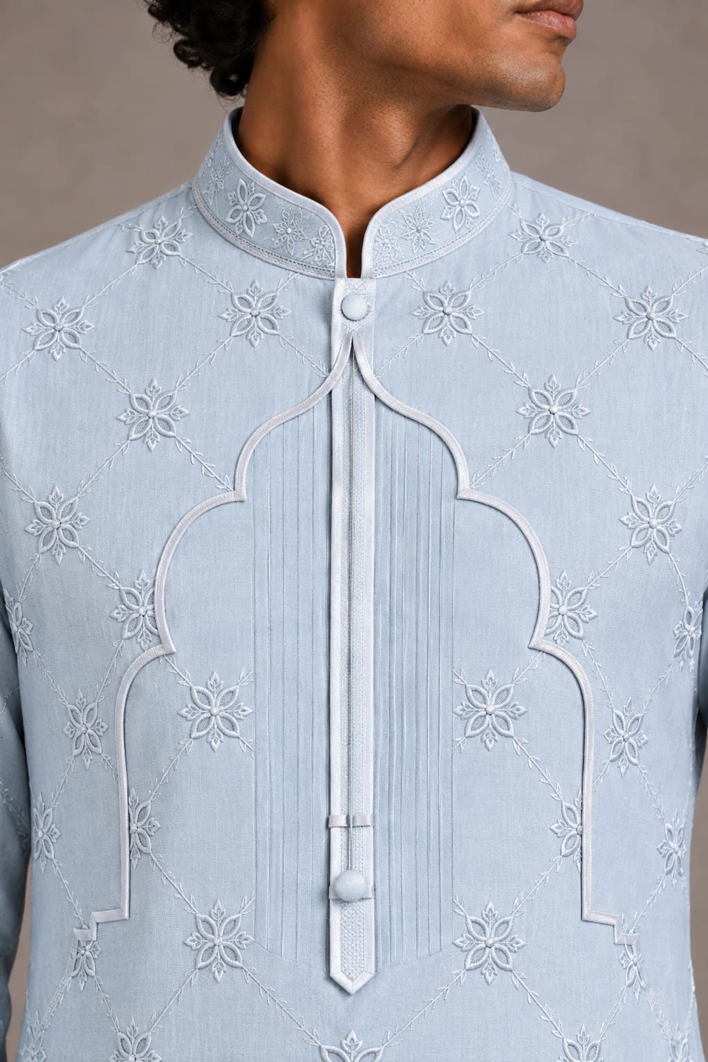Ice Blue Arched Overlay Kurta
