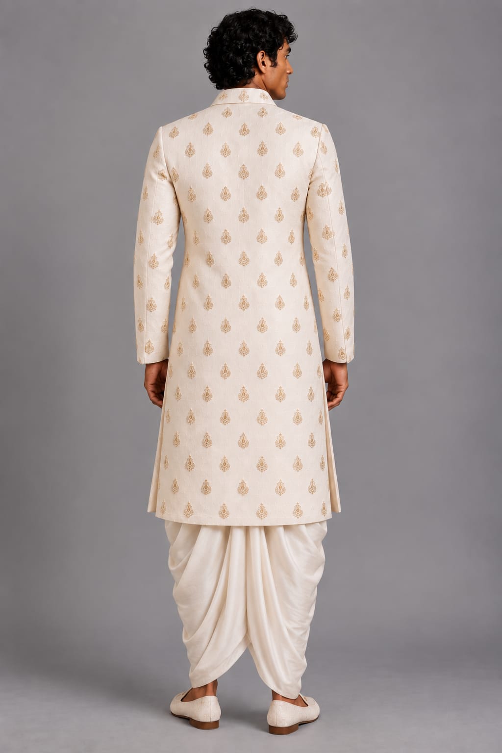 Ivory Asymmetric Arch Placket Kurta