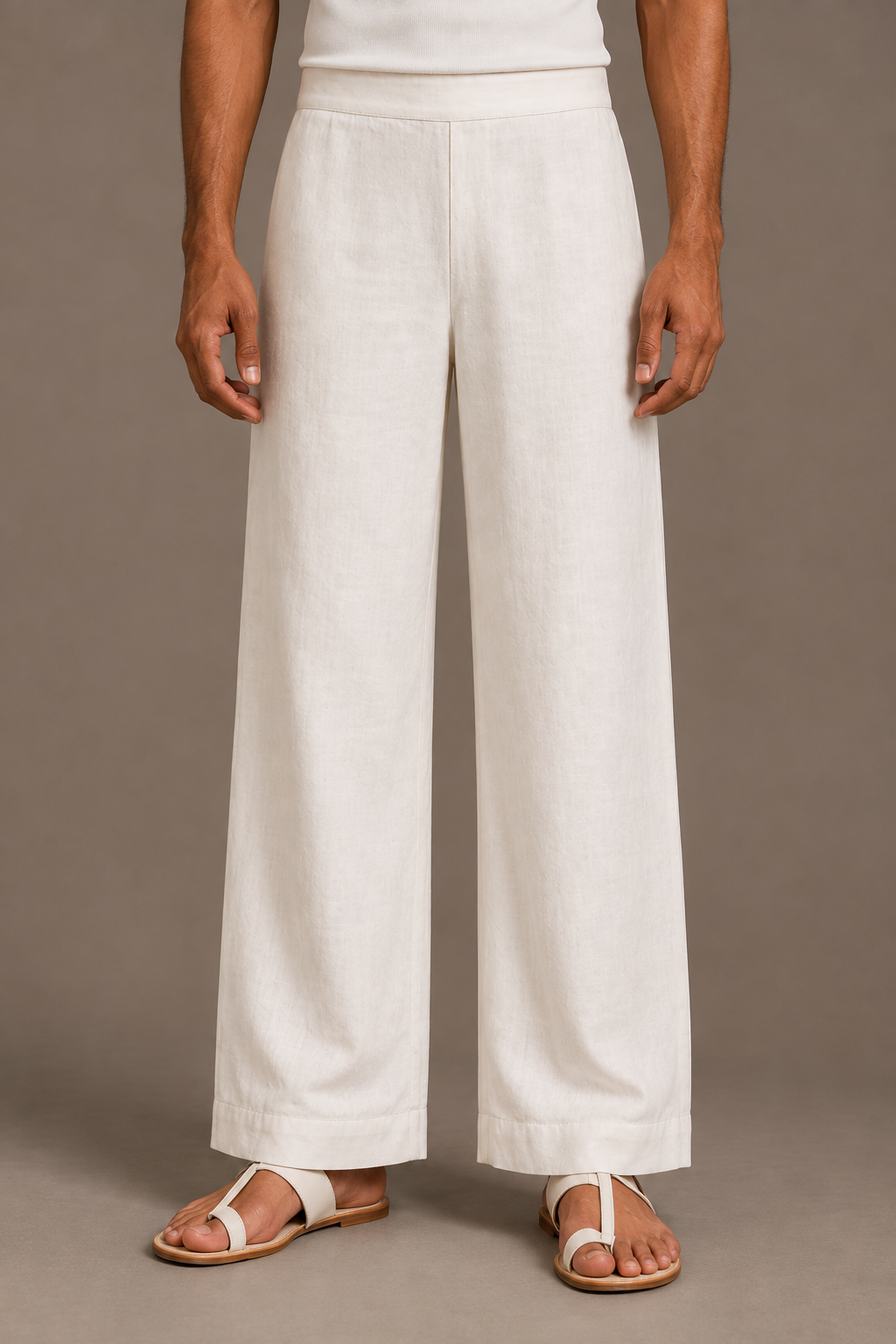 Ivory Classic Wide-Leg Pant