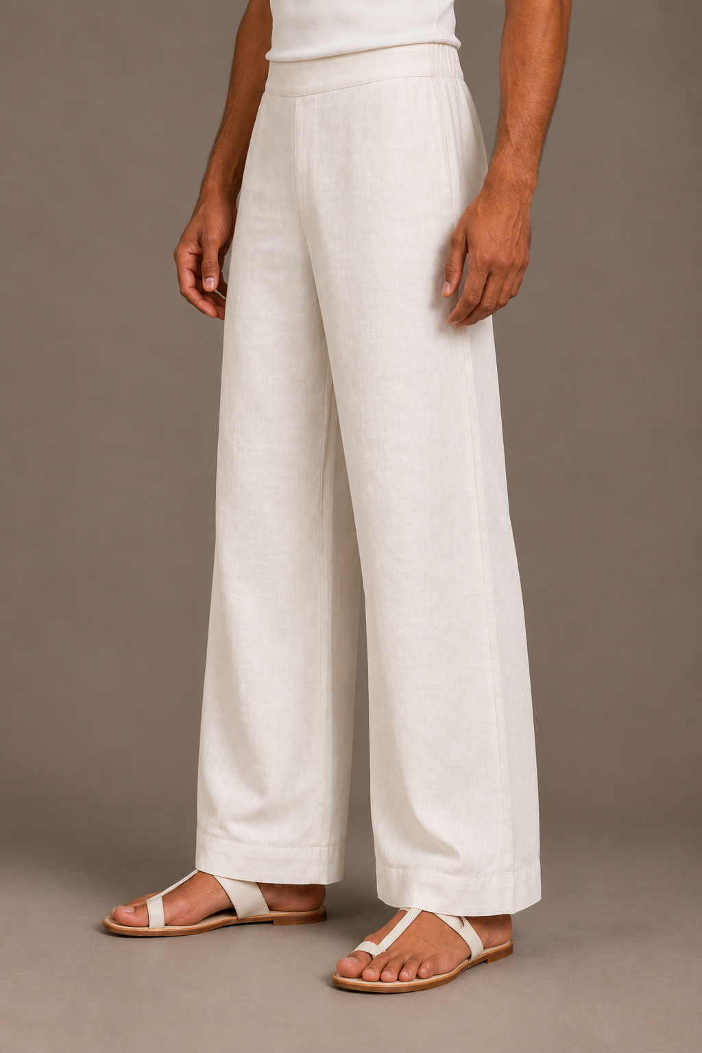 Ivory Classic Wide-Leg Pant