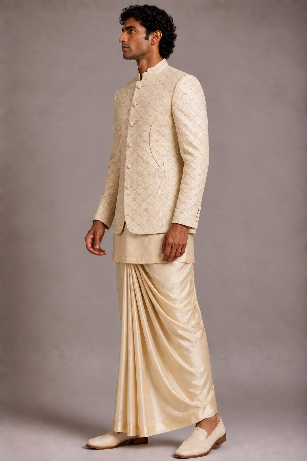 Ivory Contoured Panel Bandhgala