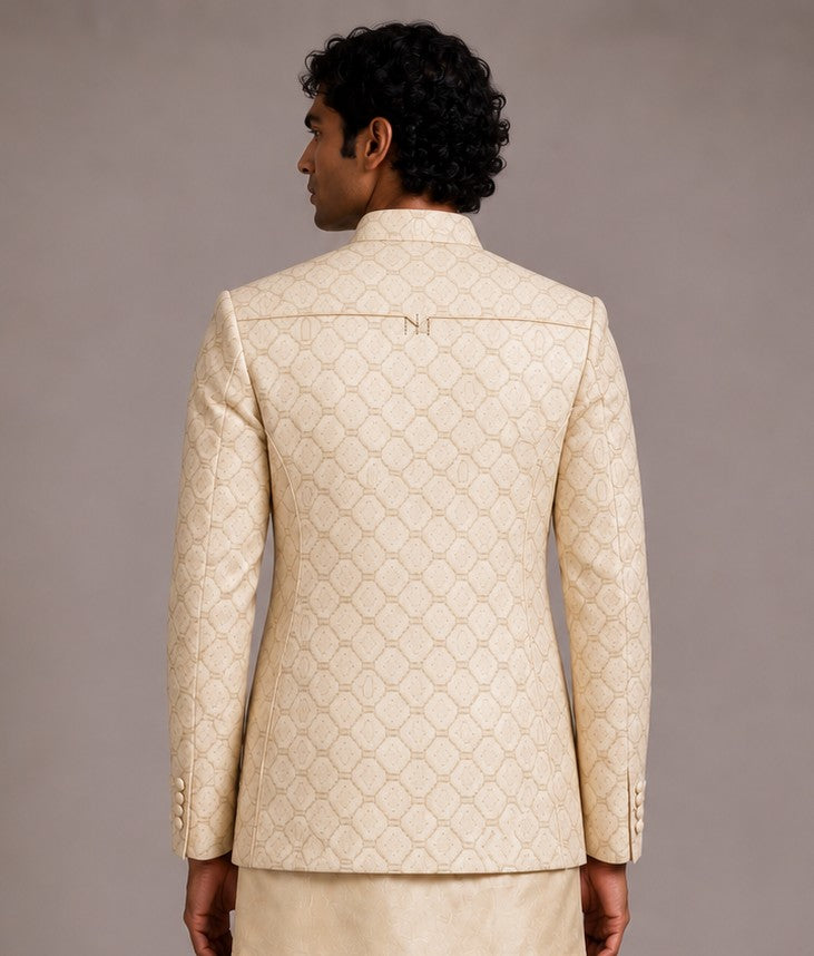 Ivory Contoured Panel Bandhgala