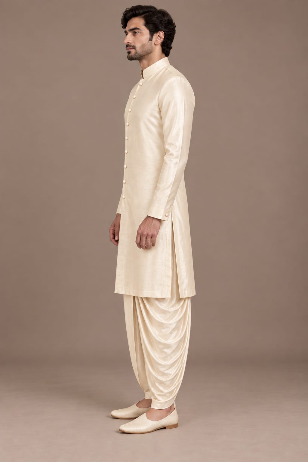 Ivory Curved Placket Kurta