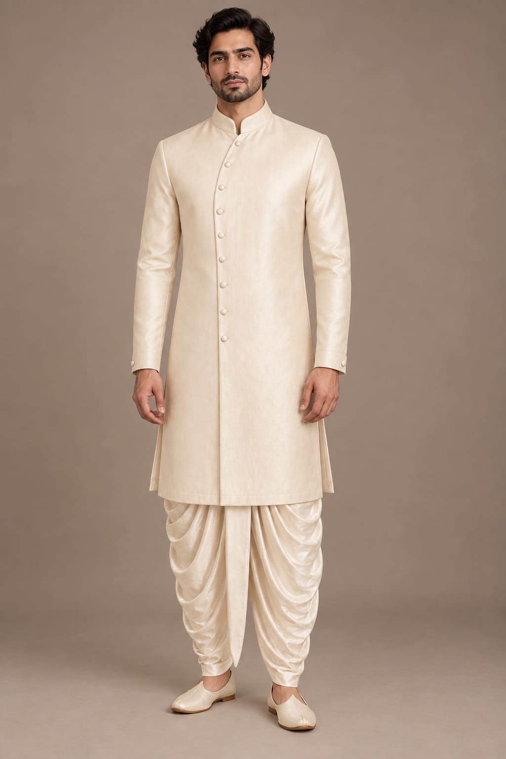 Ivory Curved Placket Kurta