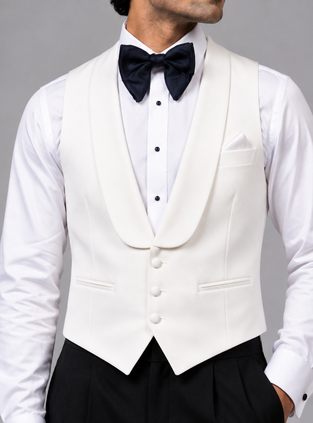 Ivory Curved Shawl Waistcoat