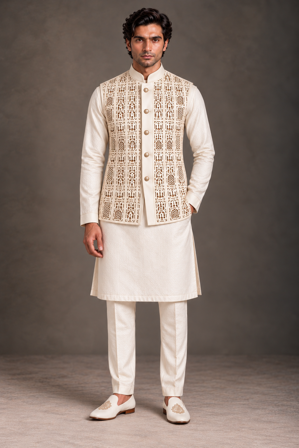 Ivory Cutwork Panel Bandi