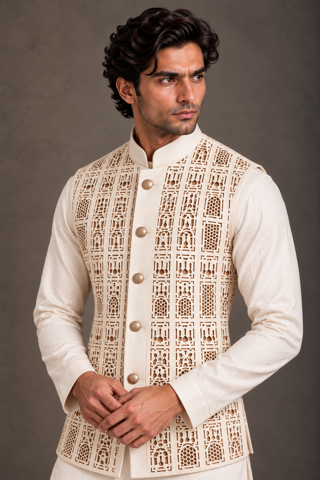 Ivory Cutwork Panel Bandi