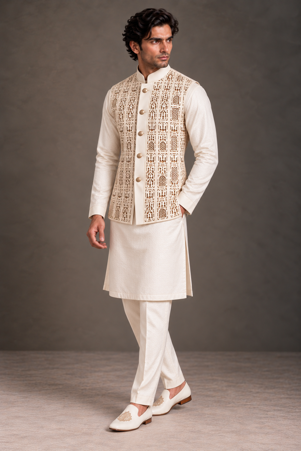 Ivory Cutwork Panel Bandi